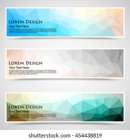 abstract colorful set of shiny polygonal banners. Vector illustration