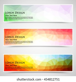 abstract colorful set of shiny polygonal banners. Vector illustration