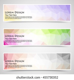 abstract colorful set of shiny polygonal banners. Vector illustration