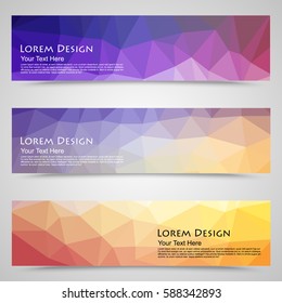 abstract colorful set of shiny polygonal banners. Vector illustration