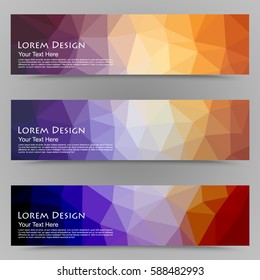 abstract colorful set of shiny polygonal banners. Vector illustration