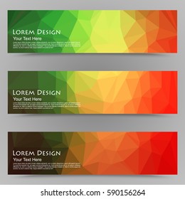 abstract colorful set of shiny polygonal banners. Vector illustration