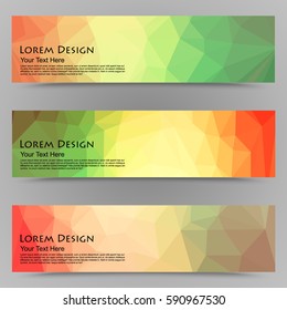 abstract colorful set of shiny polygonal banners. Vector illustration