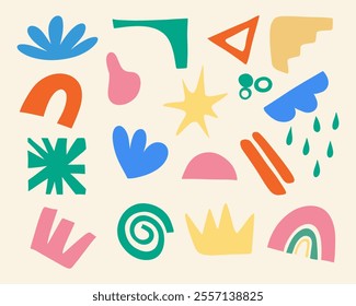 Abstract colorful shape background matisse style motif collection pattern illustration vector fabric textile paper print art decoration editable