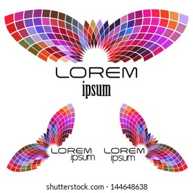 abstract colorful shape, butterfly icon