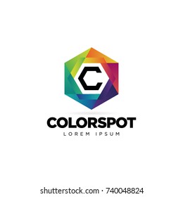Abstract Colorful Shape With Letter C Logo Symbol
