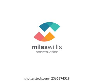 Abstract colorful shape with negative letter m + w logo