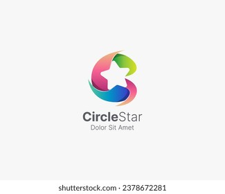 Abstract colorful shape with negative star logo