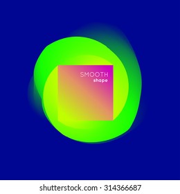 Abstract colorful shape  on blue background with shadow. Overflowing the rounded shape in a square. Vector illustration.