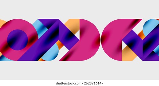 Abstract colorful shapes overlap, creating dynamic visual pattern. Bright hues blend, forming modern design element.