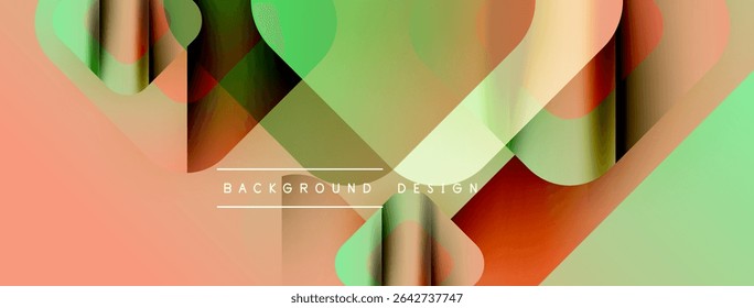 Abstract colorful shapes overlap creating dynamic background. Soft gradients blend hues, offering modern visual appeal.
