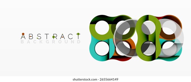 Abstract colorful shapes overlap creating modern design. Geometric elements suggest depth, texture, visual harmony.