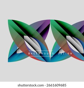 Abstract colorful shapes overlap, creating dynamic visual effect. Modern design element suitable backgrounds, presentations.