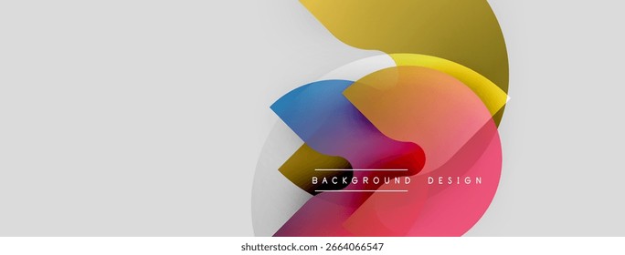Abstrakte, farbenfrohe Formen überlappen sich und erzeugen einen dynamischen visuellen Effekt. Minimalistisches Design mit Farbverläufen, geeignet für Hintergründe.