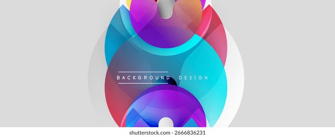 Abstract colorful shapes overlap, creating dynamic visual effect. White background provides clean contrast. Text reads background design.
