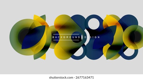 Formas coloridas abstratas se sobrepõem, criando um efeito visual dinâmico. O texto lê o design do plano de fundo centralizado na composição.