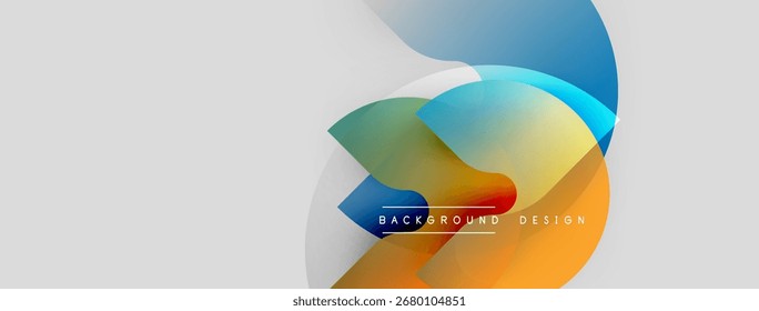 Abstract colorful shapes overlap, creating dynamic background. Modern design features gradients, smooth transitions, text element.