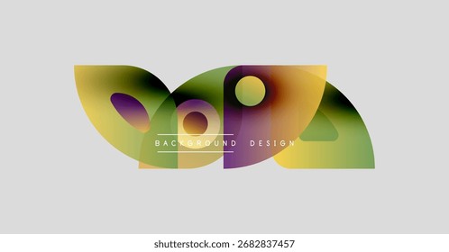 Formas coloridas abstratas se sobrepõem, criando plano de fundo dinâmico. O texto lê o design do plano de fundo. Estilo minimalista, estética moderna.