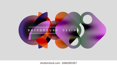 Abstract colorful shapes overlap, creating dynamic visual effect. Modern design elements suggest creativity, innovation. Background is light gray.