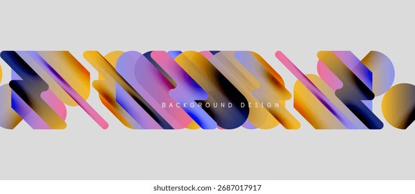 Formas coloridas abstratas se sobrepõem, criando um fluxo visual dinâmico. Elemento de design moderno para fundos, apresentações. Matizes brilhantes dominam.