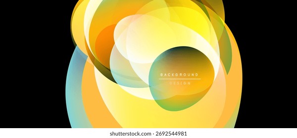 Abstractas Formas de colores se superponen, creando un efecto visual dinámico. Amarillos, naranjas y azules se mezclan a la perfección. Elemento de diseño moderno.