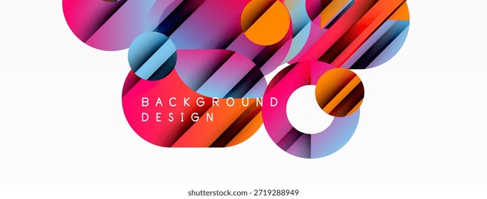 Formas coloridas abstratas se sobrepõem, criando plano de fundo dinâmico. Matizes vívidos se misturam, formando um elemento de design moderno.