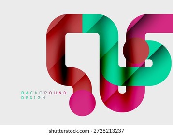 Abstractas Formas de colores se superponen, creando una composición dinámica. Los Elementos de diseño modernos sugieren fluidez, vitalidad. El fondo es gris claro.