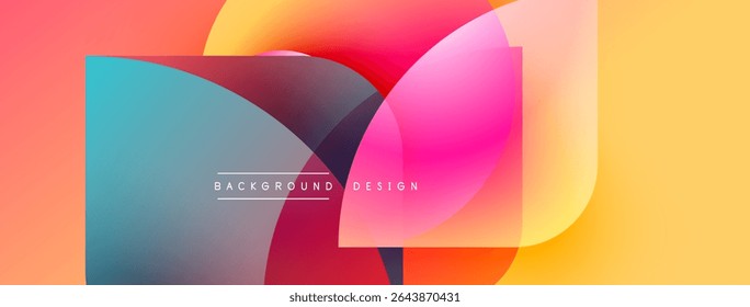 Abstract colorful shapes overlap. Gradient hues create dynamic visual effect. Modern design element for backgrounds, presentations.