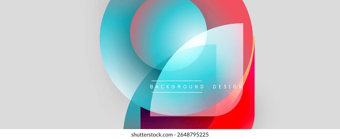 Abstract colorful shapes overlap. Gradient hues blend, creating modern background design. Minimalist style, smooth transitions visible.