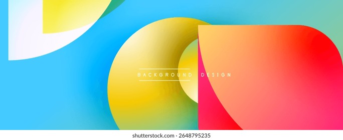 Abstract colorful shapes overlap. Gradient hues blend, creating dynamic visual effect. Modern design elements present smooth transitions.