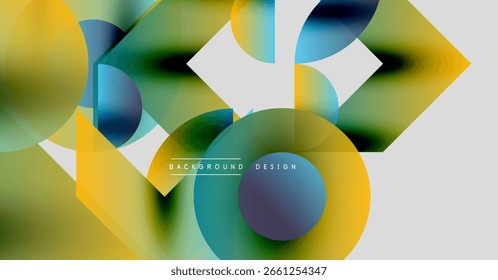 Abstractas Formas de colores se superponen. Los tonos degradados se mezclan, creando una textura visual dinámica. Los Elementos de diseño modernos presentan transiciones suaves.