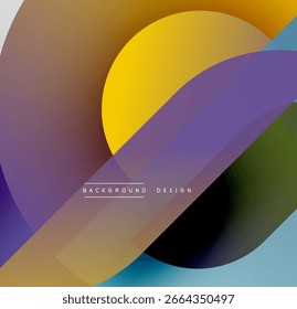 Abstract colorful shapes overlap. Gradient hues create dynamic visual effect. Modern design elements present smooth transitions.
