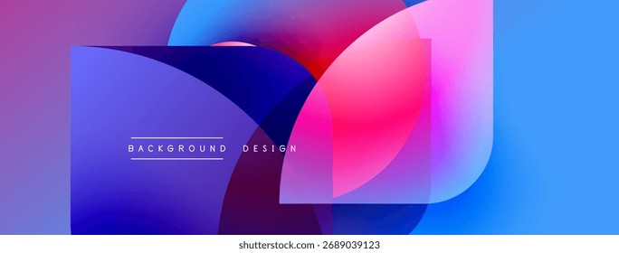 Abstrakte, farbenfrohe Formen überlappen sich. Farbverläufe erzeugen einen dynamischen visuellen Effekt. Modernes Design, geeignet für Hintergründe, Banner.