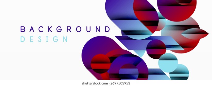 Formas coloridas abstratas se sobrepõem ao espaço em branco. Elementos de design modernos criam textura visual dinâmica. Matizes de gradiente adicionam profundidade.