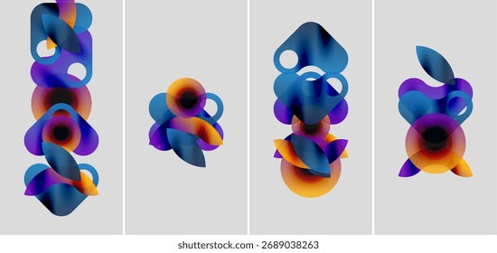 Abstractas Formas de colores, formas superpuestas, tonos degradados. Arte digital moderno, composición vibrante, transiciones suaves.