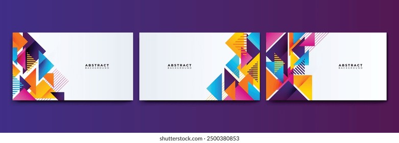 Abstract colorful shapes presentation background. Gradient dynamic lines background. Modern mosaic blue orange Colorful geometric design background