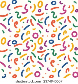 Abstract Colorful Shapes Seamless Pattern.A vibrant and modern seamless pattern with abstract, colorful shapes on a white background.