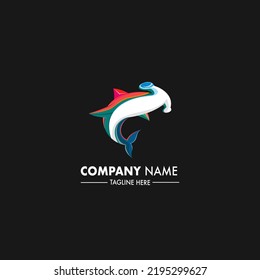 abstract colorful shark office logo design colorful brand portrait on dark background