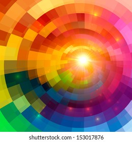 Abstract colorful shining circle tunnel vector background