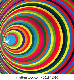 Abstract colorful shining circle tunnel vector background