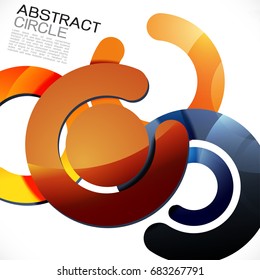 Abstract colorful shiny circle or ring overlapping on white with white space on beside for text. Modern background for business or technology presentation. vector illustration