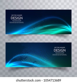 Abstract colorful shiny wave banners set design