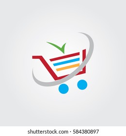 abstract colorful shopping cart icon or symbol - vector graphic. This illustration shows design of an empty trolley symbolic of on line e-commerce based shopping cart used in internet websites