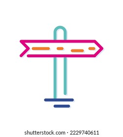 Abstract colorful signpost logo icon. Traffic sign. Modern lines with new pop art colors. Bold line clean style template set.