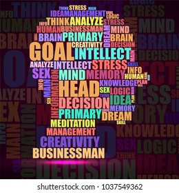 Abstract colorful silhouette human head of words. Vector illustration. Eps 10