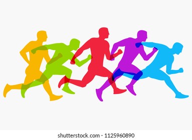 Abstract colorful silhouette running man. Healthy lifestyle concept.  Vector illustration.