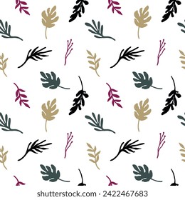 Abstract colorful simple flat floral shapes anthurium, poppy flowers boho shapes. Modern simple abstract background seamless pattern, wallpaper, fabrics pattern, surface design