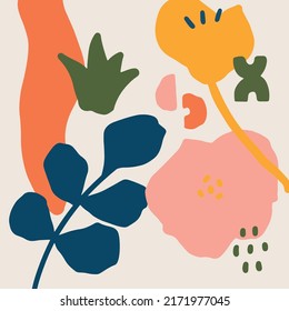 Abstract colorful simple geometric tropical shapes, boho shapes. Modern simple abstract background.