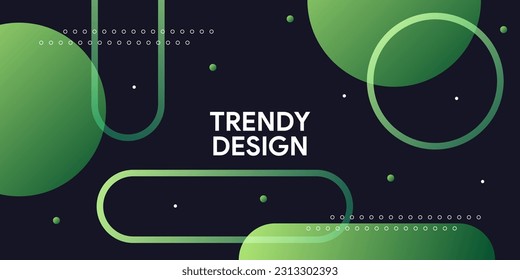 Abstract colorful simple green shape with dark background
