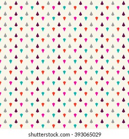 Abstract colorful simple seamless pattern of mosaic geometric shapes in vector on isolated background. Trendy hipster retro print design for any use
